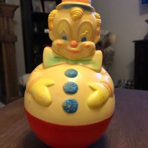 VINTAGE 1977 SANITOY CREEPY CLOWN ROLY POLY CHIME BALL